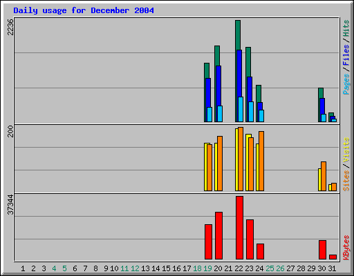 Daily usage for December 2004