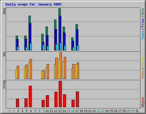 Daily usage for January 2005